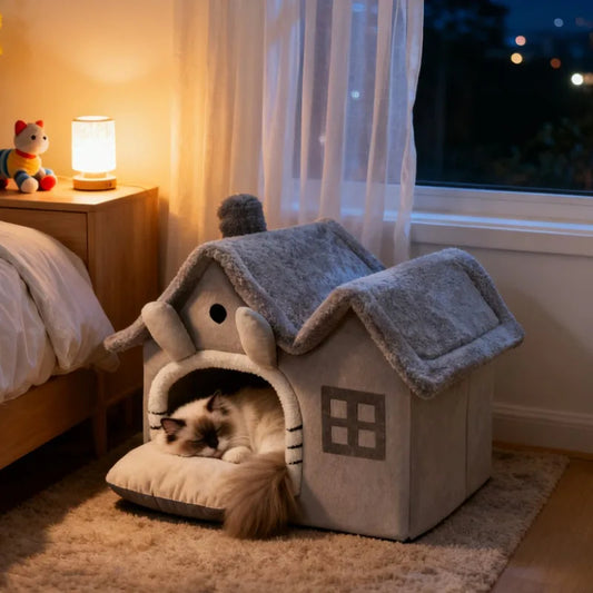 Casetta CozyCat™ – Cuccia Casetta Morbida per Cani e Gatti